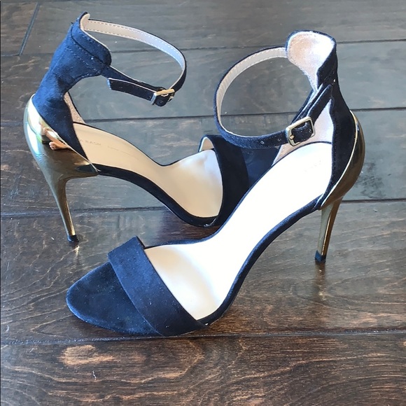 Zara Shoes Zara Black With Gold Accent Heels Poshmark